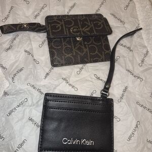 Calvin Klein Black Wristlet & Monogram Card Case Set